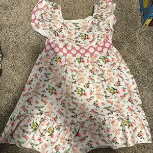 Girls bunny, dress, pink roses, polkadots super soft